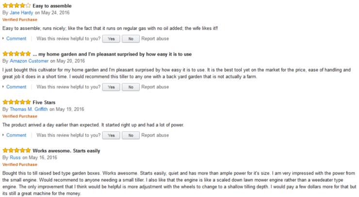 mini tiller feedback